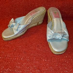 Lilly Pulitzer silver espadrille wedges